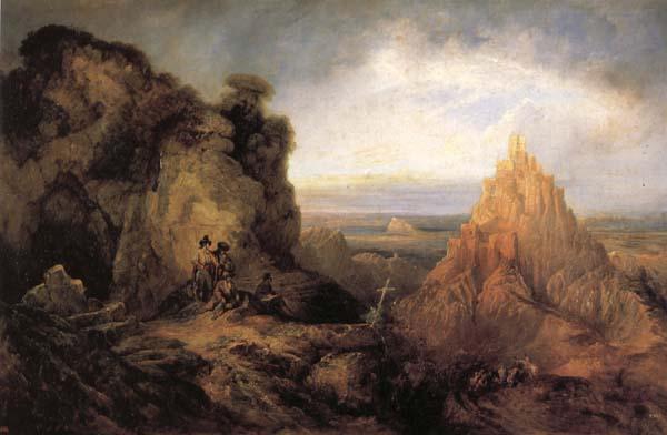 Jenaro Perez Villaamil GTaucin Castle oil painting image